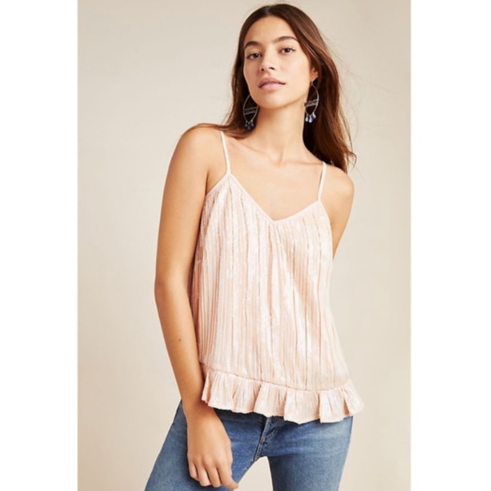 Anthropologie Amelie Beaded Pink Cami